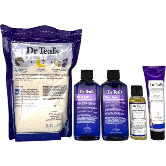 Dr Teal’s Sleep Bath Set 5pc Melatonin Lavender Relax Spa Kit Holiday Stocking - Picture 2 of 2